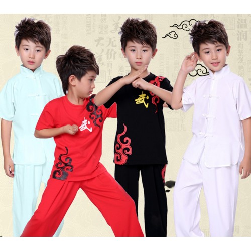 Kids Kung Fu Tai chi costumes boys children school student china traditional martial wushu performance uniforms costumes